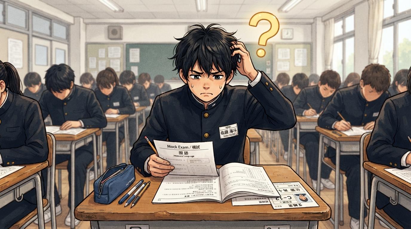 学校ではまだ習っていない。でも下野模試には出る。